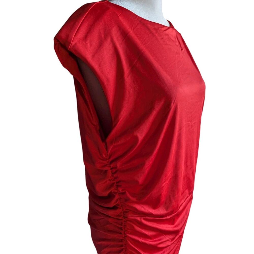 Sofia Vergara Red Ruched Dress Bodycon Midi Sheath Cut Out Women XL Stretch plus - Picture 7 of 13